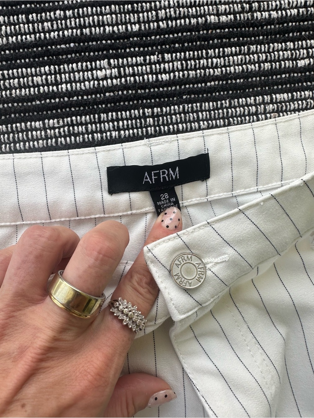 AFRM White Pinstripe Cargo Vest & Wide-Leg Pants Set - Picture 8 of 9